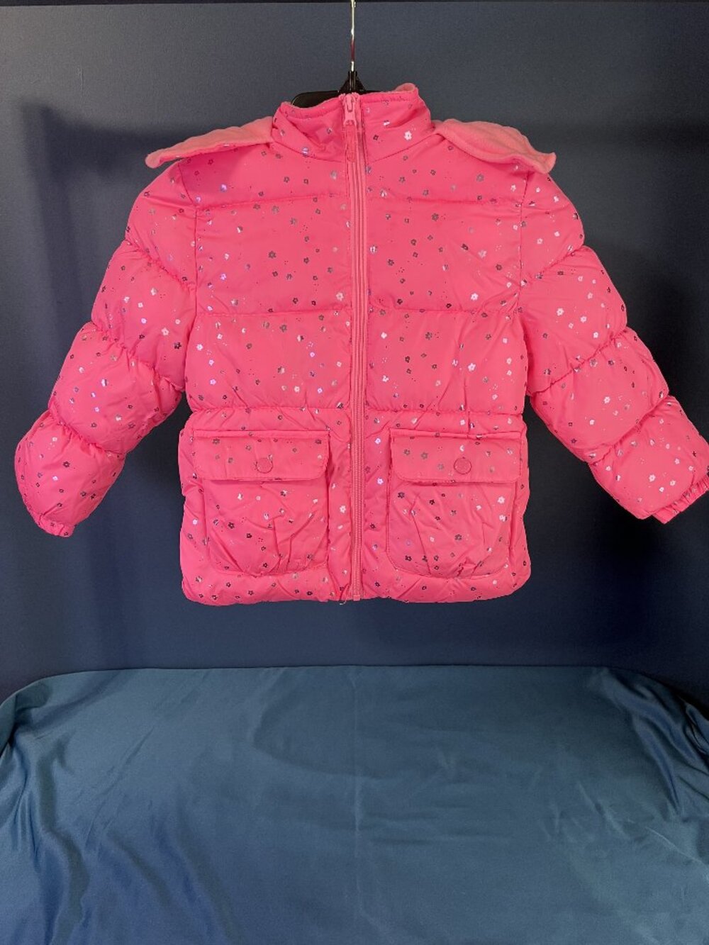 Pink Platinum Puffer Girls Coat Size 5/6
